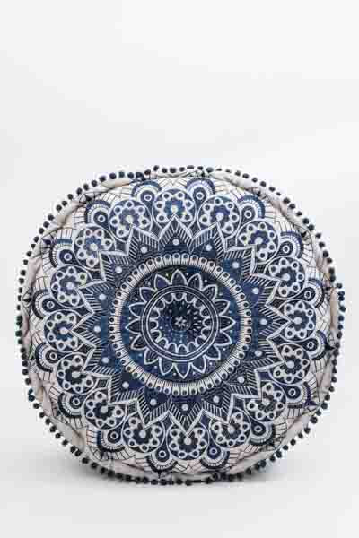 Puff bestickt dunkelblau gemustert 60x20cm