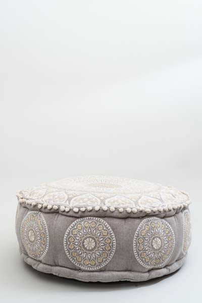 Puff bestickt taupe/beige gemustert 60x20cm