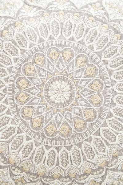 Embroidered decorative cushion, taupe/beige patterned, 40x40cm