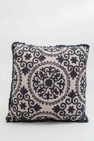 Embroidered decorative pillow black patterned 40x40cm
