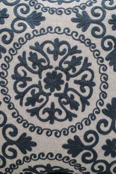 Embroidered decorative pillow black patterned 40x40cm