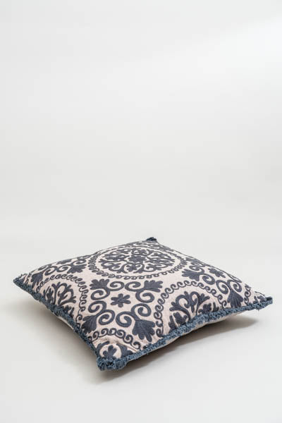 Embroidered decorative pillow black patterned 40x40cm