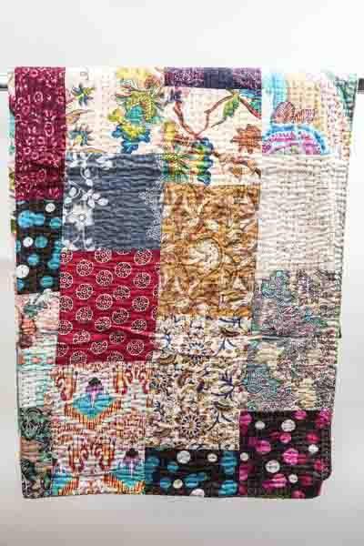 Bettdecke Kantha Patchwork assortiert multicolor 220x270cm