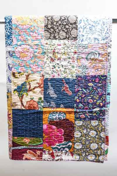 Bettdecke Kantha Patchwork assortiert multicolor 220x270cm