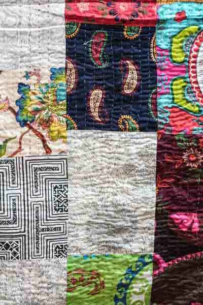 Couvre-lit Kantha Patchwork assorti multicolore 220x270cm