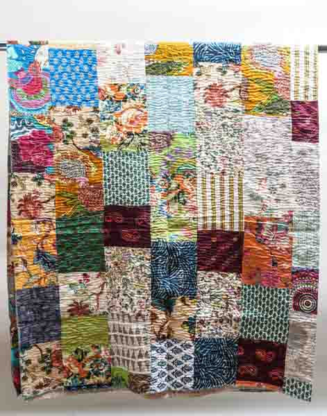 Couvre-lit Kantha Patchwork assorti multicolore 220x270cm