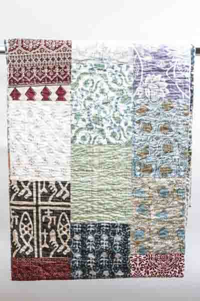 Bettdecke Kantha Patchwork assortiert multicolor 220x270cm