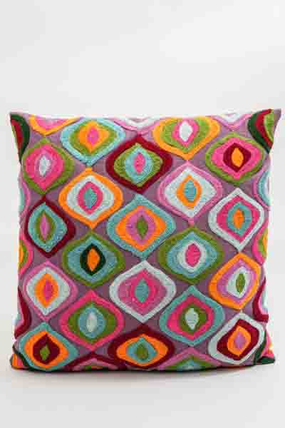 Coussin décoratif brodé multicolore 40x40cm