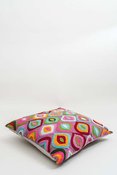 Coussin décoratif brodé multicolore 40x40cm