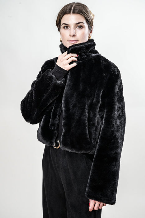 Veste en peluche noire - Taille unique