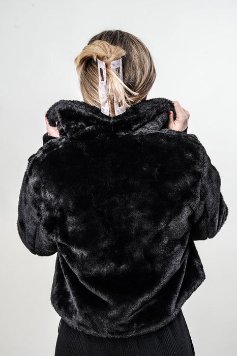 Veste en peluche noire - Taille unique