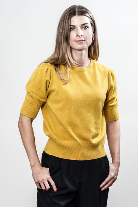 Pull tricoté viscose/polyester jaune - Taille unique