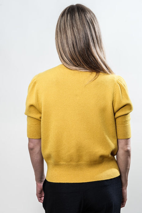 Pull tricoté viscose/polyester jaune - Taille unique
