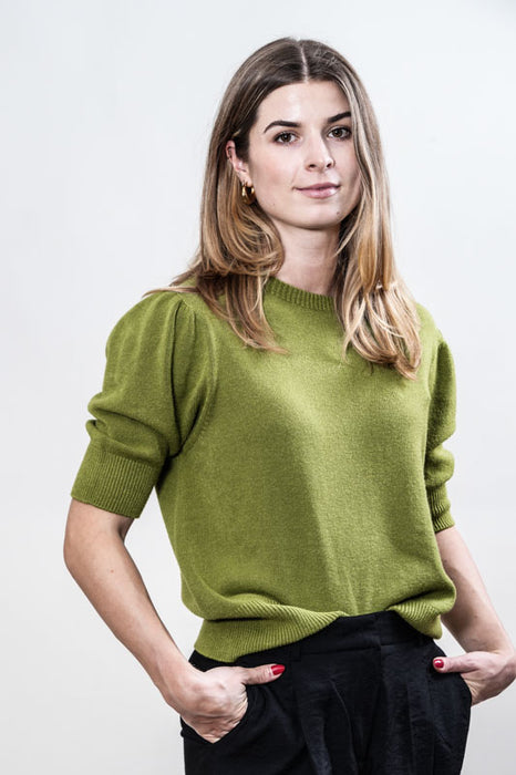 Pull tricoté viscose/polyester vert - Taille unique