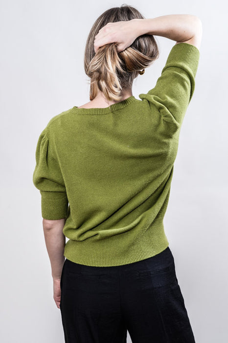 Pull tricoté viscose/polyester vert - Taille unique