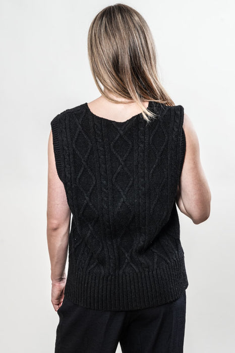 Gilet tricoté viscose/polyester noir - Taille unique