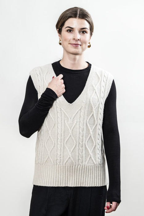 Gilet tricoté viscose/polyester blanc cassé - taille unique