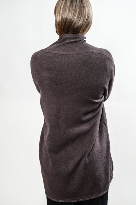 Cardigan viscose/polyester marron foncé - Taille unique