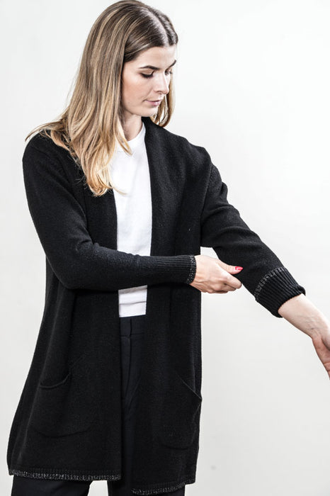 Cardigan viscose/polyester noir - Taille unique