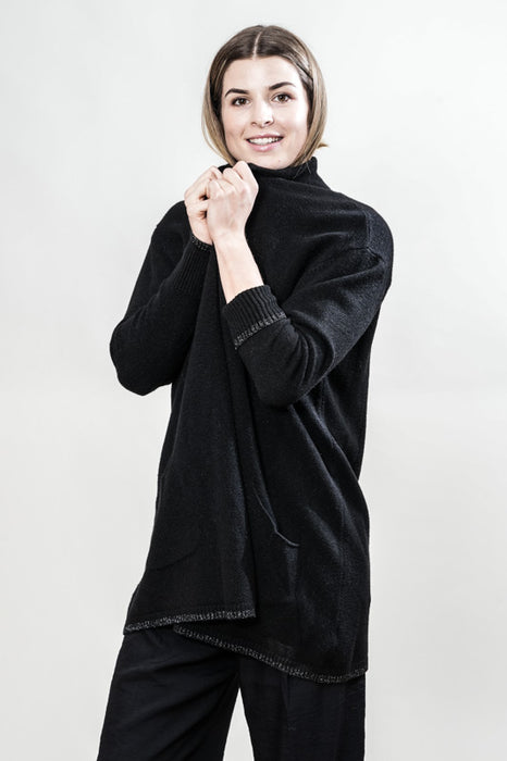 Cardigan viscose/polyester noir - Taille unique