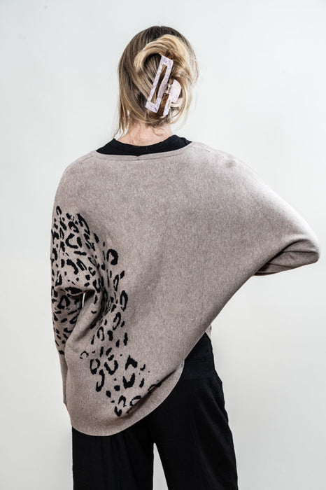 Pull tricoté viscose/polyester motif camel - Taille unique