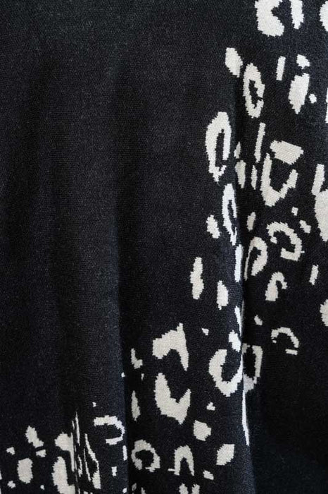 Pull tricoté viscose/polyester noir à motifs - Taille unique