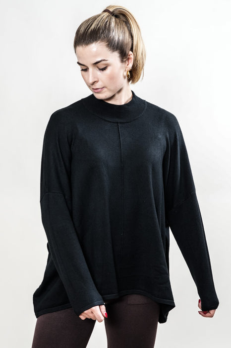 Pull tricoté viscose/polyester noir - Taille unique