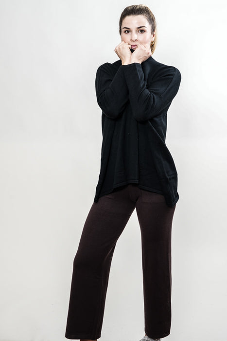 Pull tricoté viscose/polyester noir - Taille unique