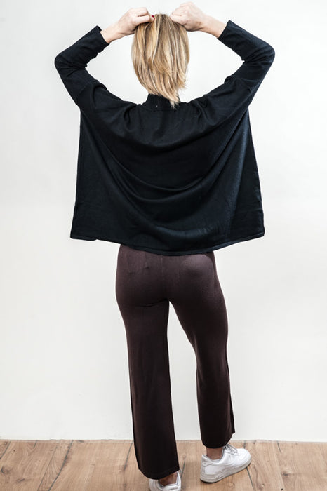 Pantalon large en maille viscose/polyester, marron foncé - Taille unique