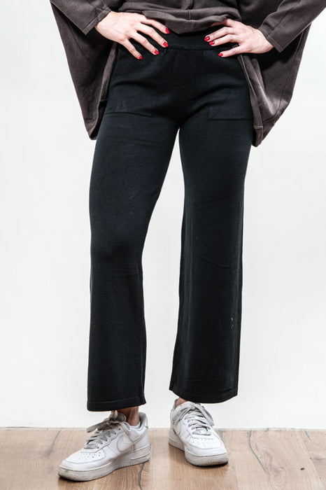 Pantalon large en maille viscose/polyester noir - Taille unique