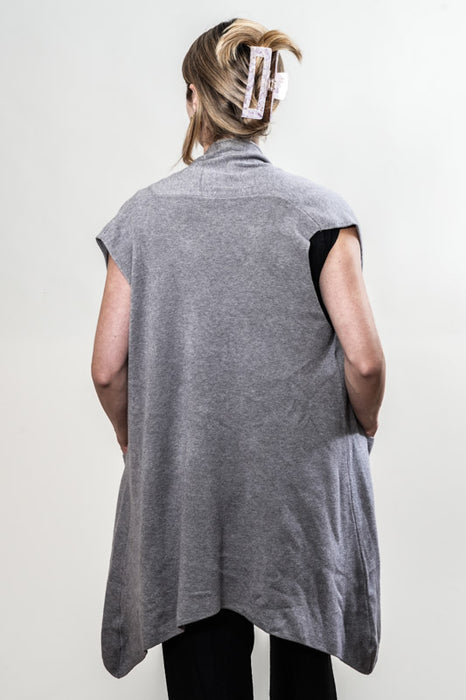 Gilet long en maille viscose/polyester gris - Taille unique