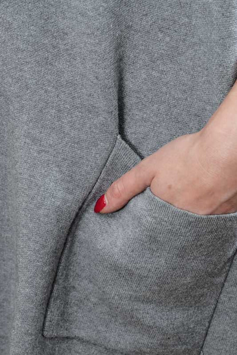 Gilet long en maille viscose/polyester gris - Taille unique