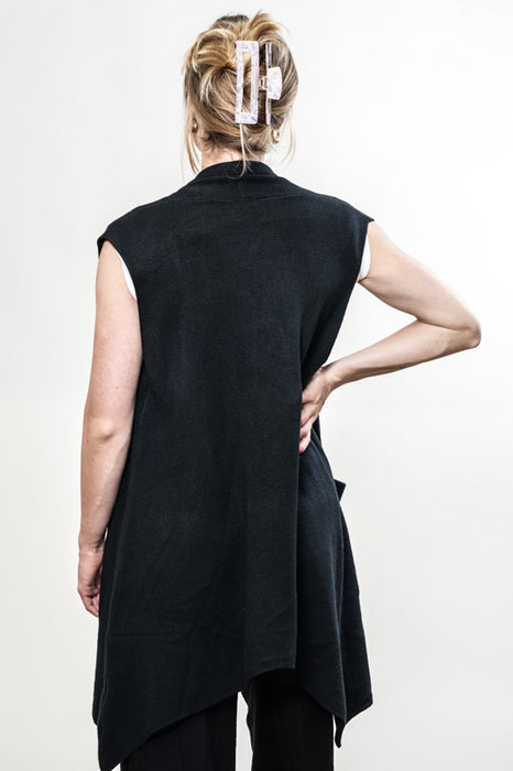 Gilet long en maille viscose/polyester, noir - Taille unique