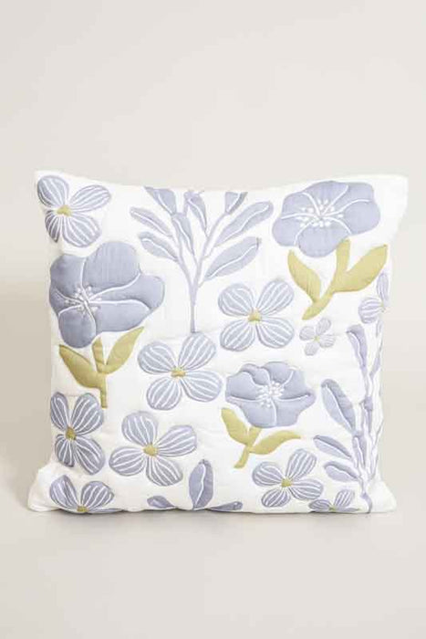 Cotton cushion cover with floral pattern, purple, 45x45cm