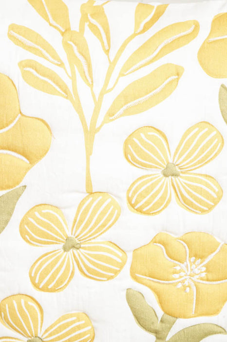 Cotton cushion cover with floral pattern, yellow, 45x45cm