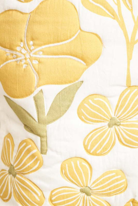 Cotton cushion cover with floral pattern, yellow, 45x45cm