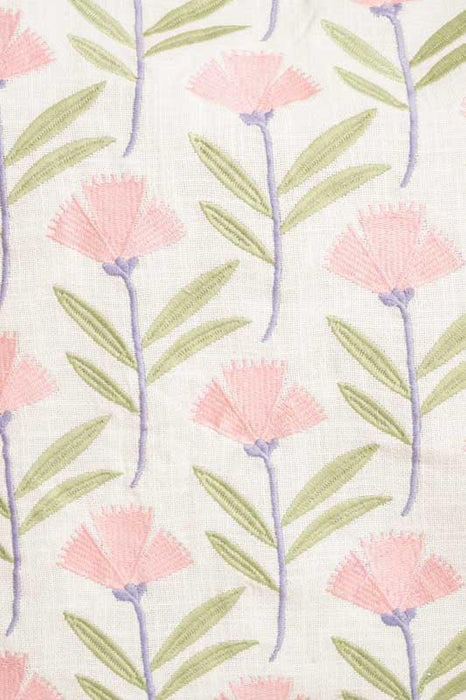 Cotton cushion cover with pink/green flowers, 45x45cm