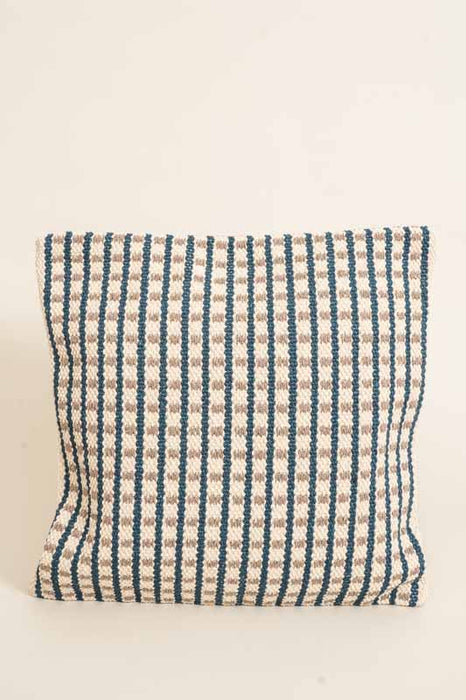 Cotton cushion cover, striped, blue/beige, 45x45cm
