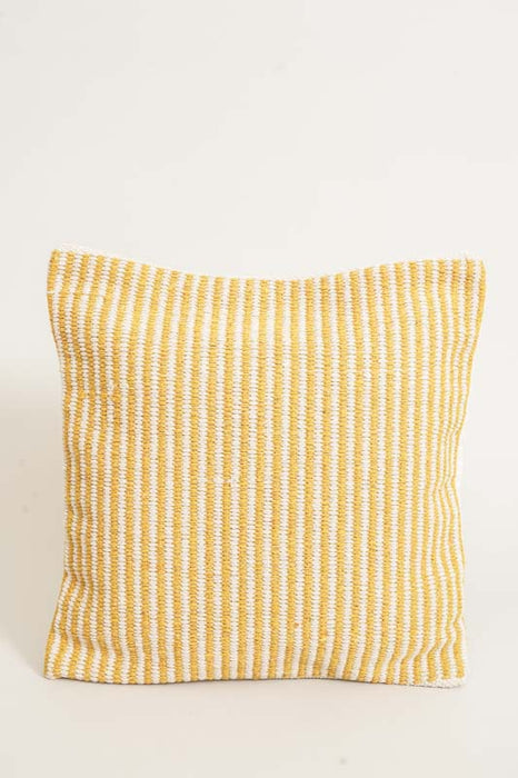 Cotton cushion cover, yellow patterned, 45x45cm