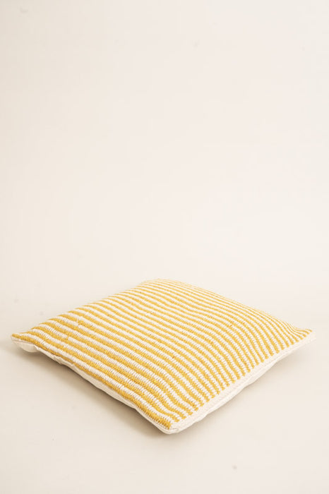 Cotton cushion cover, yellow patterned, 45x45cm