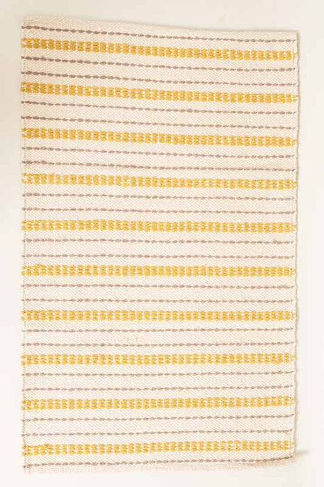 Cotton rug, yellow striped, 60x90cm