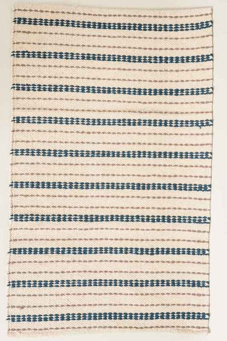 Cotton rug, blue striped, 60x90cm