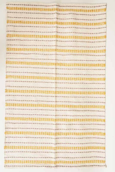 Cotton rug, yellow striped, 80x120cm