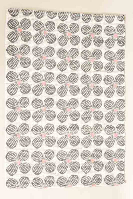 Carpet with flowers, grey/pink, 60x90cm