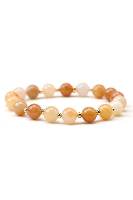 Bracelet 8mm orange aventurine / white jade 19cm
