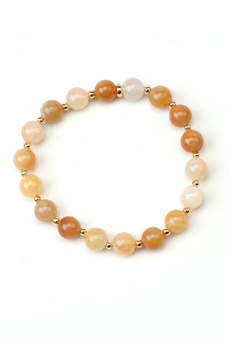 Bracelet 8mm orange aventurine / white jade 19cm