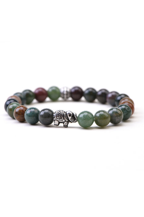 Bracelet 8mm Indian agate 19cm, with elephant