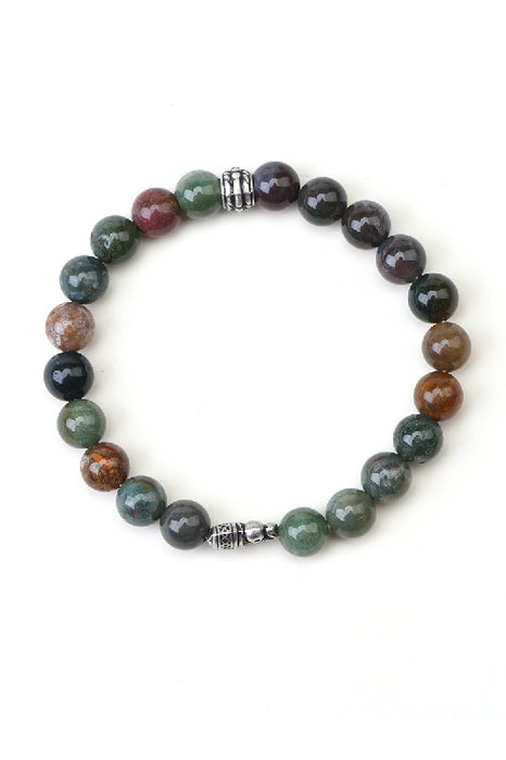 Bracelet 8mm Indian agate 19cm, with elephant