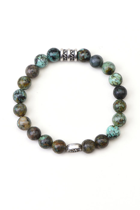 Bracelet 8mm African turquoise 19cm, with tree of life