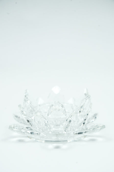 Tealight holder, crystal glass, lotus flower, 12cm